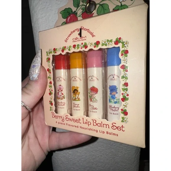NWT Strawberry Shortcake CélaVi Berry Sweet 4-Piece Lip Balm Set – Flavored - Picture 3 of 4